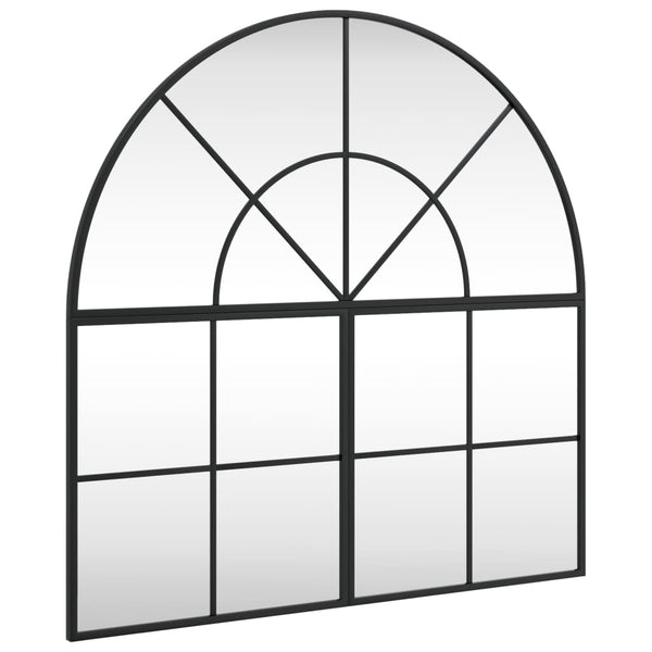 vidaXL Wall Mirror Black 80x80 cm Arched Iron