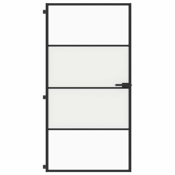 vidaXL Slim Black Indoor Door 102.5x201.5 cm Tempered Glass & Aluminum