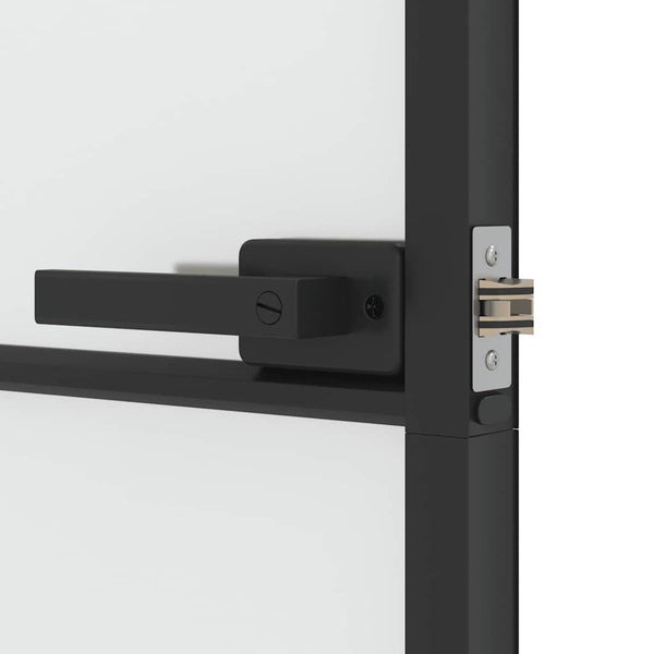 vidaXL Slim Black Indoor Door 102.5x201.5 cm Tempered Glass & Aluminum