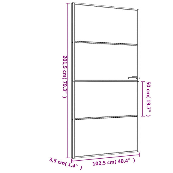 vidaXL Slim Black Indoor Door 102.5x201.5 cm Tempered Glass & Aluminum