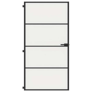 vidaXL Slim Black Indoor Door 102.5x201.5 cm Tempered Glass & Aluminum
