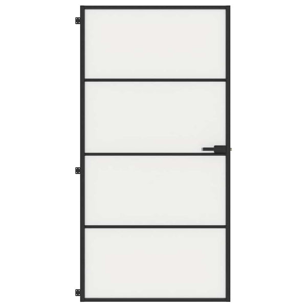 vidaXL Slim Black Indoor Door 102.5x201.5 cm Tempered Glass & Aluminum