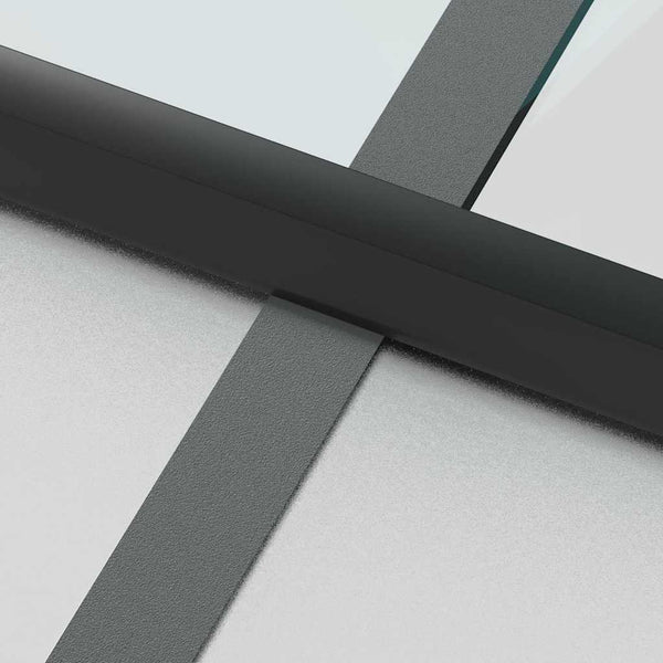 vidaXL Slim Black Indoor Door 76x201.5 cm Tempered Glass and Aluminum