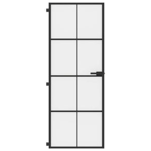 vidaXL Slim Black Indoor Door 76x201.5 cm Tempered Glass and Aluminum