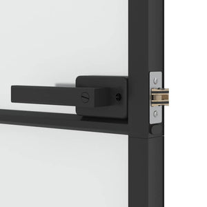 vidaXL Slim Black Indoor Door 76x201.5 cm Tempered Glass and Aluminum