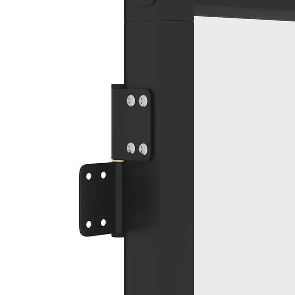 vidaXL Slim Black Indoor Door 76x201.5 cm Tempered Glass and Aluminum