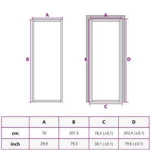 vidaXL Slim Black Indoor Door 76x201.5 cm Tempered Glass and Aluminum
