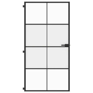 vidaXL Slim Black Indoor Door 102.5x201.5 cm Tempered Glass & Aluminum