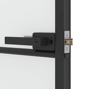 vidaXL Slim Black Indoor Door 102.5x201.5 cm Tempered Glass & Aluminum