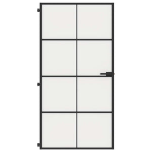 vidaXL Slim Black Indoor Door 102.5x201.5 cm Tempered Glass & Aluminum