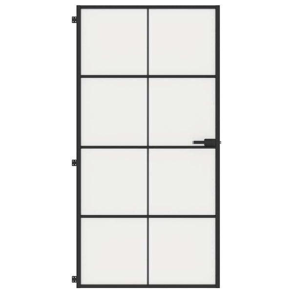 vidaXL Slim Black Indoor Door 102.5x201.5 cm Tempered Glass & Aluminum