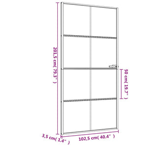 vidaXL Slim Black Indoor Door 102.5x201.5 cm Tempered Glass & Aluminum