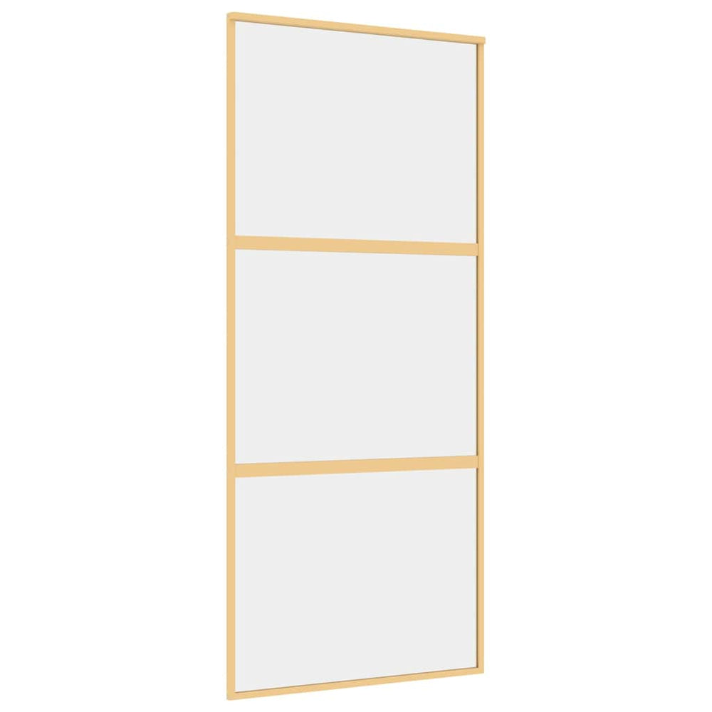 vidaXL Sliding Door Golden 90x205 cm ESG Clear Glass and Aluminium
