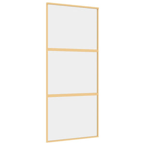 vidaXL Sliding Door Golden 90x205 cm ESG Clear Glass and Aluminium