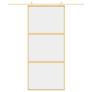 vidaXL Sliding Door Golden 90x205 cm ESG Clear Glass and Aluminium