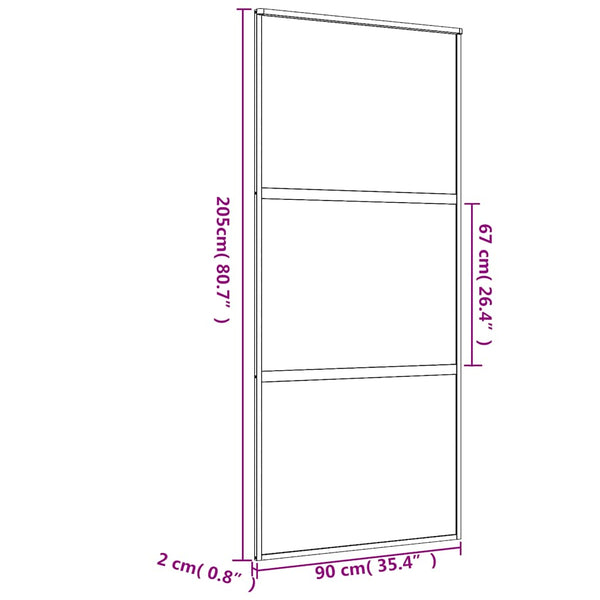 vidaXL Sliding Door Golden 90x205 cm ESG Clear Glass and Aluminium