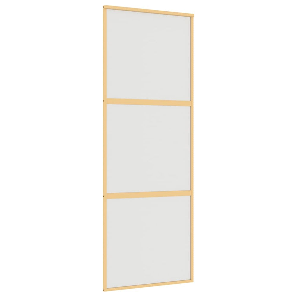 vidaXL Sliding Door Golden 76x205 cm Frosted ESG Glass and Aluminum