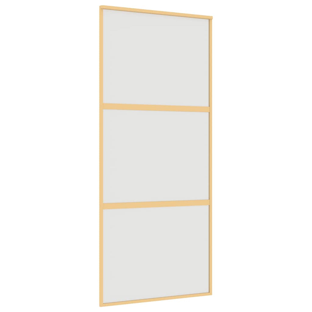 vidaXL Sliding Door Golden 90x205 cm Frosted ESG Glass and Aluminum