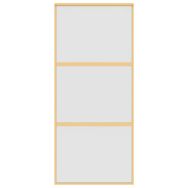 vidaXL Sliding Door Golden 90x205 cm Frosted ESG Glass and Aluminum