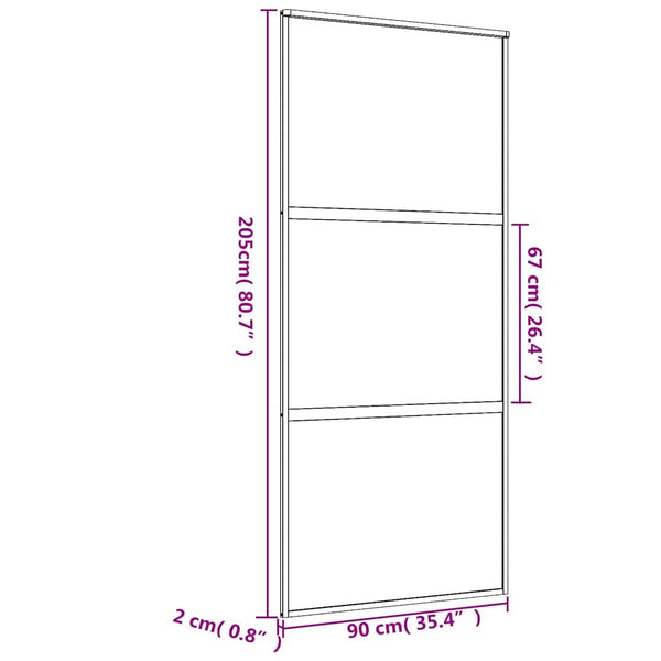 vidaXL Sliding Door Golden 90x205 cm Frosted ESG Glass and Aluminum