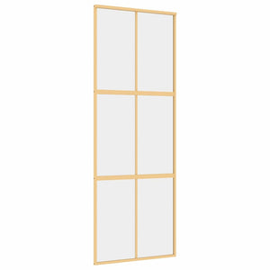 vidaXL Sliding Door Golden 76x205 cm Tempered Clear Glass and Aluminum