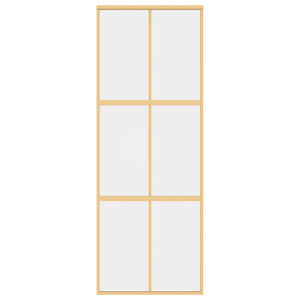 vidaXL Sliding Door Golden 76x205 cm Tempered Clear Glass and Aluminum