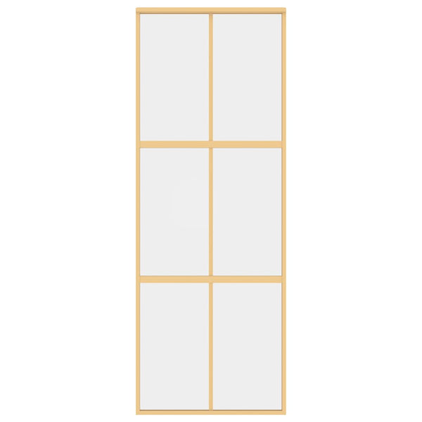 vidaXL Sliding Door Golden 76x205 cm Tempered Clear Glass and Aluminum