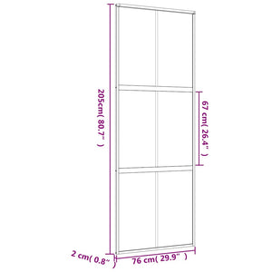 vidaXL Sliding Door Golden 76x205 cm Tempered Clear Glass and Aluminum