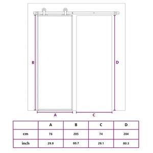 vidaXL Sliding Door Golden 76x205 cm Tempered Clear Glass and Aluminum