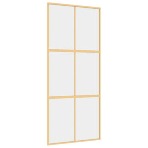 vidaXL Sliding Door Golden 90x205 cm ESG Clear Glass and Aluminium