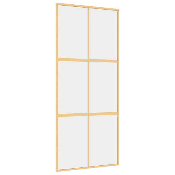 vidaXL Sliding Door Golden 90x205 cm ESG Clear Glass and Aluminium