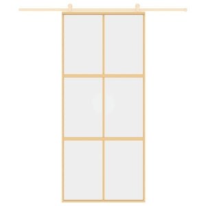 vidaXL Sliding Door Golden 90x205 cm ESG Clear Glass and Aluminium