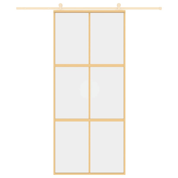 vidaXL Sliding Door Golden 90x205 cm ESG Clear Glass and Aluminium