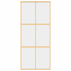 vidaXL Sliding Door Golden 90x205 cm ESG Clear Glass and Aluminium