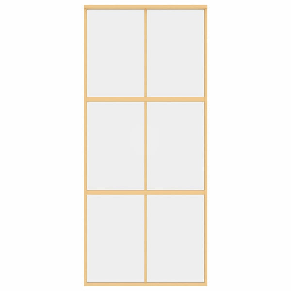 vidaXL Sliding Door Golden 90x205 cm ESG Clear Glass and Aluminium