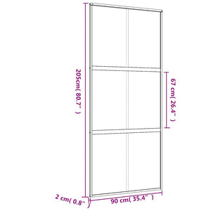 vidaXL Sliding Door Golden 90x205 cm ESG Clear Glass and Aluminium