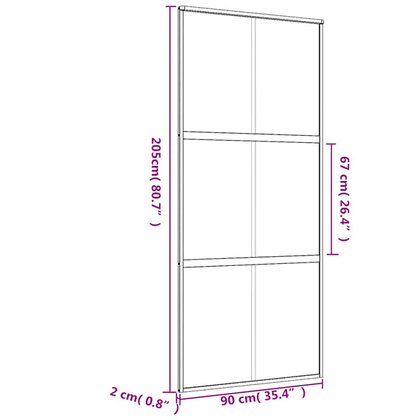 vidaXL Sliding Door Golden 90x205 cm ESG Clear Glass and Aluminium