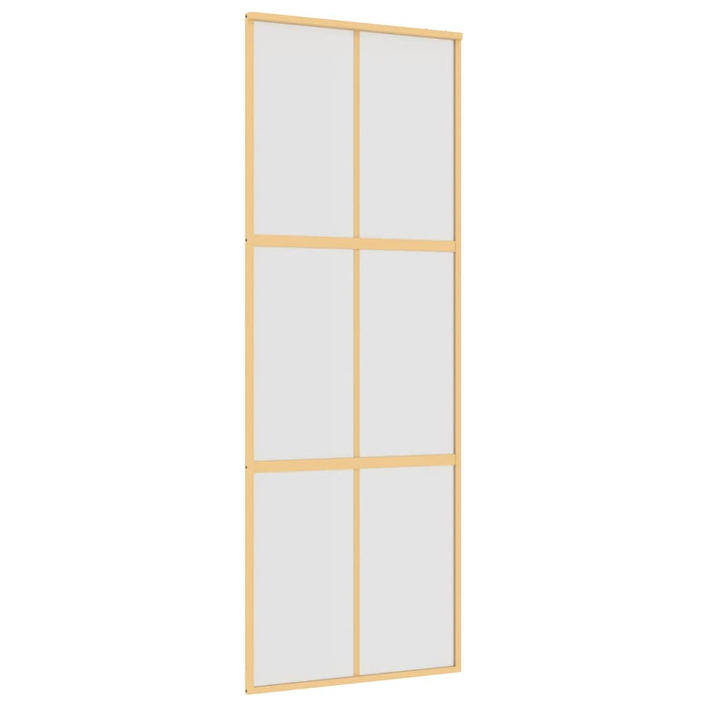 vidaXL Sliding Door Golden 76x205 cm Frosted ESG Glass and Aluminum