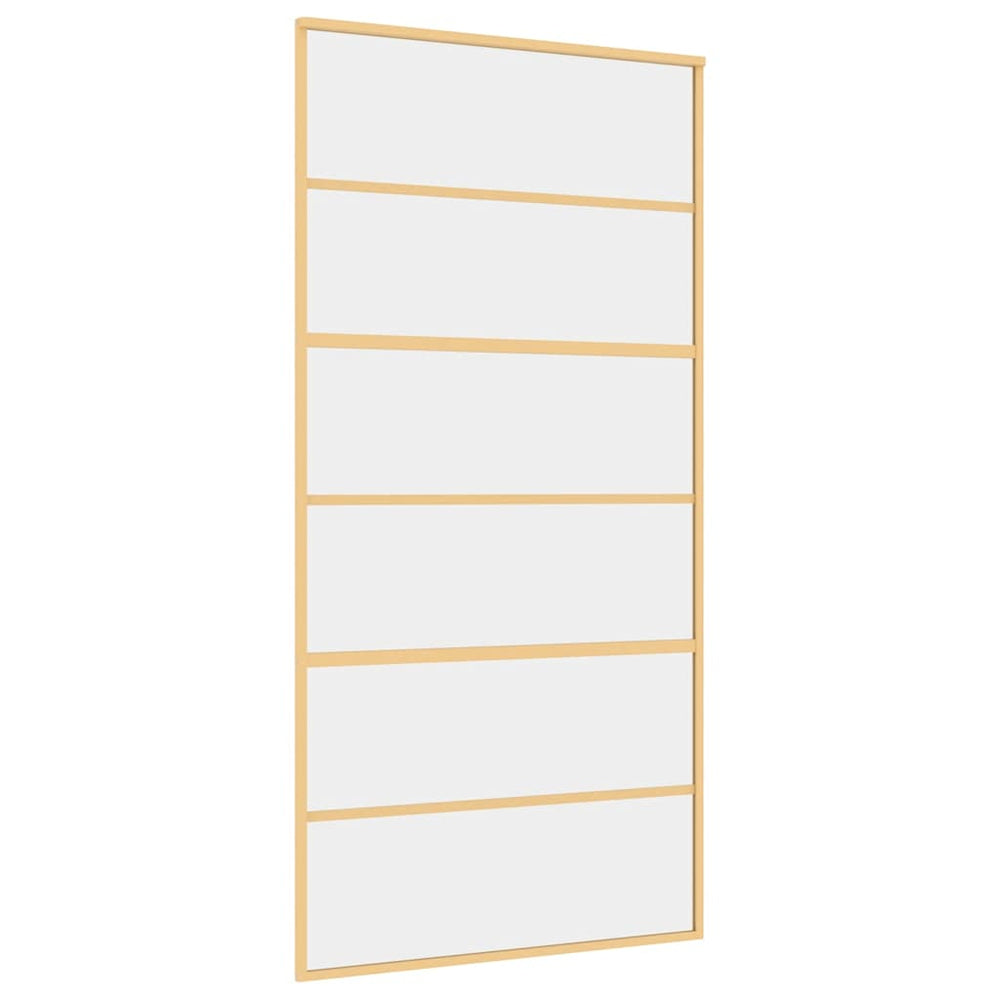 vidaXL Sliding Door Golden 102.5x205 cm ESG Clear Glass and Aluminum