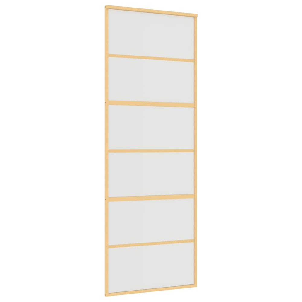 vidaXL Sliding Door Golden 76x205 cm Frosted ESG Glass and Aluminum