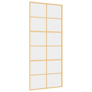 vidaXL Sliding Door Golden 90x205 cm ESG Clear Glass and Aluminium