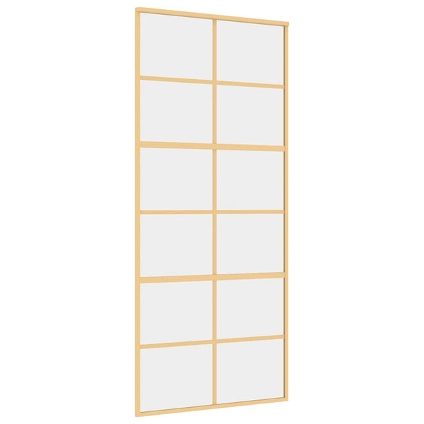 vidaXL Sliding Door Golden 90x205 cm ESG Clear Glass and Aluminium