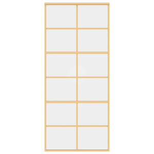 vidaXL Sliding Door Golden 90x205 cm ESG Clear Glass and Aluminium