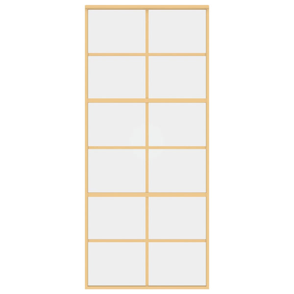 vidaXL Sliding Door Golden 90x205 cm ESG Clear Glass and Aluminium