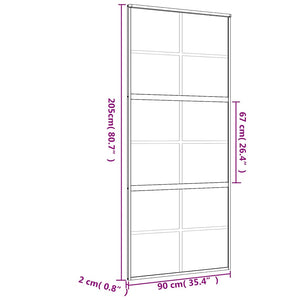 vidaXL Sliding Door Golden 90x205 cm ESG Clear Glass and Aluminium