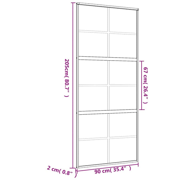 vidaXL Sliding Door Golden 90x205 cm ESG Clear Glass and Aluminium
