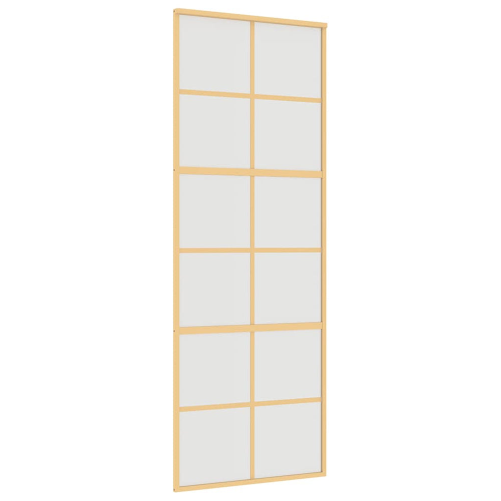 vidaXL Sliding Door Golden 76x205 cm Frosted ESG Glass and Aluminum