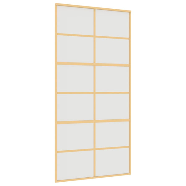 vidaXL Sliding Door Golden 102.5x205 cm Matte ESG Glass and Aluminum