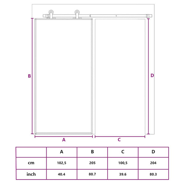 vidaXL Sliding Door Golden 102.5x205 cm ESG Clear Glass and Aluminum