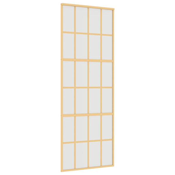 vidaXL Sliding Door Golden 76x205 cm Frosted ESG Glass and Aluminum